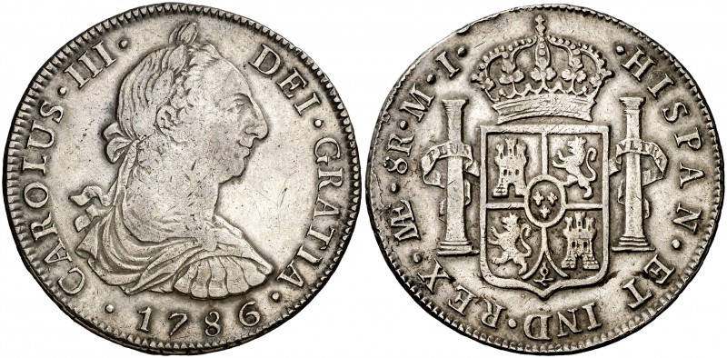 1786. Carlos III. Lima. MI. 8 reales. (Cal. 869). 26,83 g. Ex Áureo & Calicó 28/...