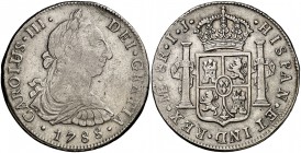 1788. Carlos III. Lima. IJ. 8 reales. (Cal. 873). 26,78 g. Ex Áureo & Calicó 25/04/2013, nº 2613. MBC-/MBC.