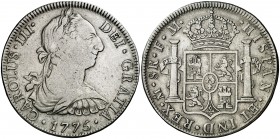 1775. Carlos III. México. FM. 8 reales. (Cal. 920). 26,65 g. Limpiada. Ex Áureo & Calicó 28/05/2014, nº 4615. MBC-.