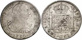 1780. Carlos III. México. FF. 8 reales. (Cal. 930). 26,71 g. Golpecitos. Ex Áureo & Calicó 04/07/2012, nº 2408. MBC-.