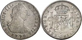 1774. Carlos III. Potosí. JR. 8 reales. (Cal. 974). 26,94 g. Ex Áureo & Calicó 11/12/2014, nº 2985. MBC.