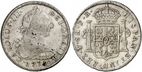 1777. Carlos III. Potosí. PR. 8 reales. (Cal. 978). 26,84 g. Ex Áureo & Calicó 05/02/2014, nº 1255. MBC-/MBC+.
