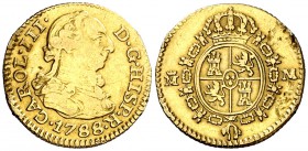1788. Carlos III. Madrid. M. 1/2 escudo. (Cal. 781). 1,70 g. Hojitas. MBC-.