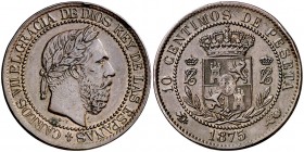* 1875. Carlos VII, Pretendiente. Oñate. 10 céntimos. (Cal. 8). 9,79 g. Golpe en canto. MBC+.