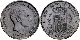 1878. Alfonso XII. Barcelona. . 10 céntimos. (Cal. 68). 10,11 g. MBC+.