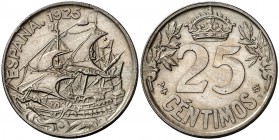 * 1925. Alfonso XIII. PCS. 25 céntimos. (Cal. 65). 6,96 g. Bella. S/C-.