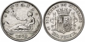 * 1870*1870. Gobierno Provisional. SNM. 1 peseta. (Cal. 16). 4,91 g. MBC-/MBC.