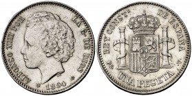 * 1894*1894. Alfonso XIII. PGV. 1 peseta. (Cal. 40). 5 g. Limpiada. Escasa. (MBC+/EBC-).