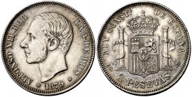 * 1879*1879. Alfonso XII. EMM. 2 pesetas. (Cal. 46). 9,99 g. Rayitas y golpecitos. (MBC+/EBC-).