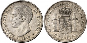 1875*1875. Alfonso XII. DEM. 5 pesetas. (Cal. 25a). 25 g. MBC-.