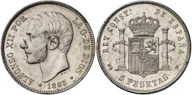 * 1883*1883. Alfonso XII. MSM. 5 pesetas. (Cal. 37). 24,81 g. Leves rayitas. Limpiada. MBC+/EBC-.