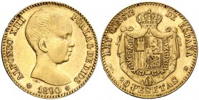 1890*1890. Alfonso XIII. MPM. 20 pesetas. (Cal. 5). 6,45 g. MBC+/MBC.