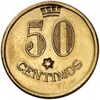 (Barcelona. Frontón Txiki Alai). 50 céntimos. (AL. falta). 5,28 g. Anverso anepígrafo. Rara. MBC+.