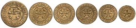 * 1937. Menorca. 5, 10, 25 céntimos (dos), 1 y 2,50 pesetas. (Cal. 12). 6 monedas, una serie completa, más un 25 céntimos variante. EBC/EBC+.