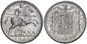 * 1941. Estado Español. 10 céntimos. (Cal. 129). 1,85 g. PLVS. Escasa. S/C-.