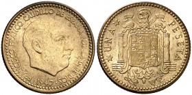 * 1947*1948. Estado Español. 1 peseta. (Cal. 76). 3,50 g. Rara así. S/C-.
