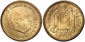 * 1947*1954. Estado Español. 1 peseta. (Cal. 82). 3,62 g. S/C.