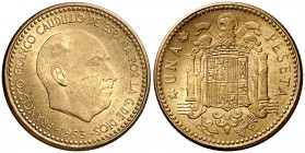 * 1953*1954. Estado Español. 1 peseta. (Cal. 84). 3,62 g. Escasa. S/C-.