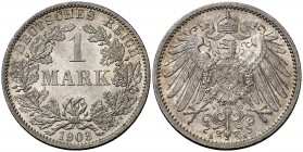 1903. Alemania. A (Berlín). 1 marco. (Kr. 14). 5,55 g. AG. Bella. S/C-.