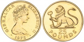 1975. Gibraltar. Isabel II. 25 libras. (Fr. 3) (Kr. 7). 7,79 g. AU. S/C.