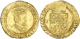 Gran Bretaña. Jaime I (1603-1625). Doble corona. (Spink 2623). 4,90 g. AU. Prueba de oro en canto. (MBC).