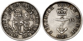 1822. Indias Occidentales Británicas. Jorge IV. 1/4 de dólar. (Kr. 3). 6,68 g. AG. MBC.