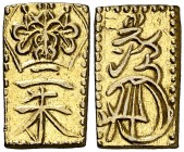 s/d (1832-1858). Japón. Período Tempo. 2 shu. (Fr. 34) (Kr. 18) (JNDA 9.43). 1,62 g. AU. Bella. EBC.