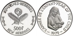1979. Nuevas Hébridas. 500 francos. (Kr. Pn2). AG. En cápsula de la PCGS como PR67. Rara. Proof.