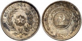 1870. Paraguay. 2 centésimos. (Kr. 3). 10,16 g. EBC-.
