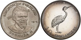 1975. Suazilandia. 10 emalangeni. (Kr. 25). 25,51 g. AG. Acuñación de 1.000 ejemplares. S/C.