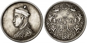 s/d (1904-1912). Tíbet. Chengdu. 1/2 rupia. (Kr. 2). 5,33 g. AG. Rara. MBC.