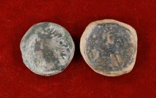 Baria (Villaricos). As. (FAB. 213) (ACIP. 628). Lote de 2 monedas. Escasas. RC/BC-.