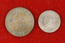 1870 y 1912. 1 y 2 céntimos. Lote de 2 monedas. BC/EBC-.