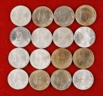 1937. II República. 5 céntimos. Lote de 16 monedas (8 con la cabeza grande y 8 con la cabeza pequeña). A examinar. MBC/EBC+.