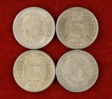 1947*1950*1952*1953 y 1954. Estado Español. 1 peseta. Lote de 4 monedas. MBC-/MBC+.