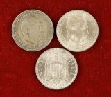 1953*1960*1961 y *1963. Estado Español. 1 peseta. Lote de 3 monedas. MBC-/S/C-.