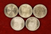 1963*1963 a 1967. Estado Español. 1 peseta. Lote de 5 monedas diferentes. A examinar. EBC/S/C.