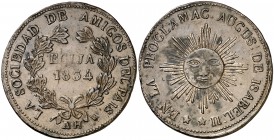 1834. Isabel II. Ecija. Medalla de Proclamación. (Ha. 10 var, por metal) (V.Q. 13360). 37 mm, 18,80 g. Cobre. Fiemado: A.H. Leves golpecitos. Escasa. ...