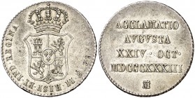 Madrid. Medalla de Proclamación. Módulo de 4 reales. (Ha. 21) (V. 749) (V.Q. 13370). 5,91 g. Plata. MBC+.