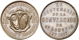 1887. XV Centenario de la conversión de San Agustín. 15,92 g. Bronce. 31 mm. Rara. EBC.
