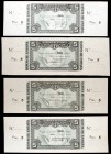 * 1937. Bilbao. 5 pesetas (cuatro). (Ed. C36a, b, c y d). 1 de enero. 4 billetes, todos con antefirmas distintas y con matrices laterales. A examinar....