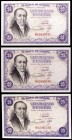 1946. 25 pesetas. (Ed. D51a). 19 de febrero, Flórez Estrada. Lote de 3 billetes: serie B (dos) y serie D. EBC/S/C-.
