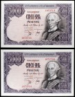 1976. 5000 pesetas. (Ed. E1). 6 de febrero, Carlos III. Pareja correlativa, sin serie. S/C.