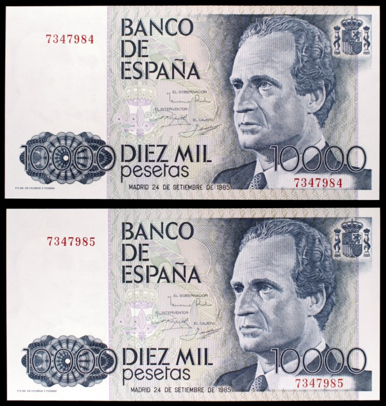 1985. 10000 pesetas. (Ed. E7). 24 de septiembre, Juan Carlos I/Felipe. Pareja co...