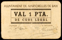 Martorelles de Baix. 1 peseta. (T. 1656). Raro. MBC-.