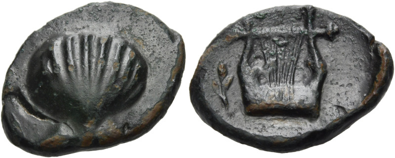 CALABRIA. Tarentum. Circa 275-200 BC. Unit (Bronze, 16.3 mm, 2.27 g, 1 h). Scall...