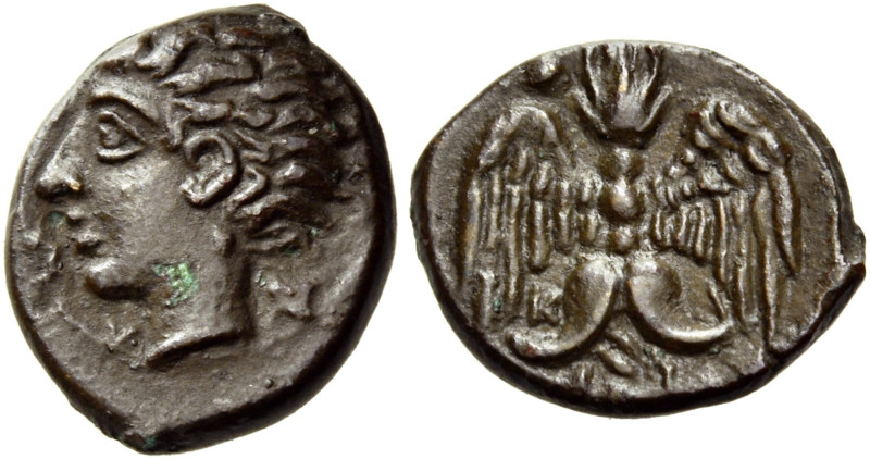 SICILY. Katane. Circa 405-403/2 BC. Onkia (Bronze, 10 mm, 0.70 g, 9 h). Α - Μ-[Ε...
