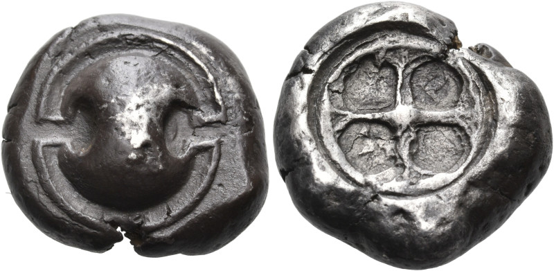 BOEOTIA. Tanagra. 479-457 BC. Stater (Silver, 20 mm, 12.37 g). Boeotian shield. ...