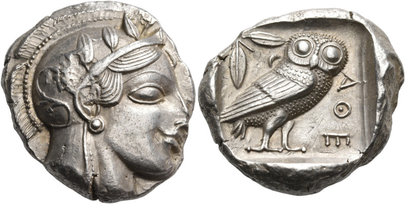 ATTICA. Athens. Circa 455-449 BC. Tetradrachm (Silver, 25 mm, 17.15 g, 5 h). Hea...