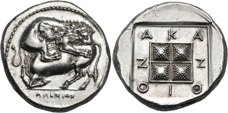 MACEDON. Akanthos. Circa 380-350 BC. Tetradrachm (Silver, 25 mm, 14.33 g, 5 h), ...